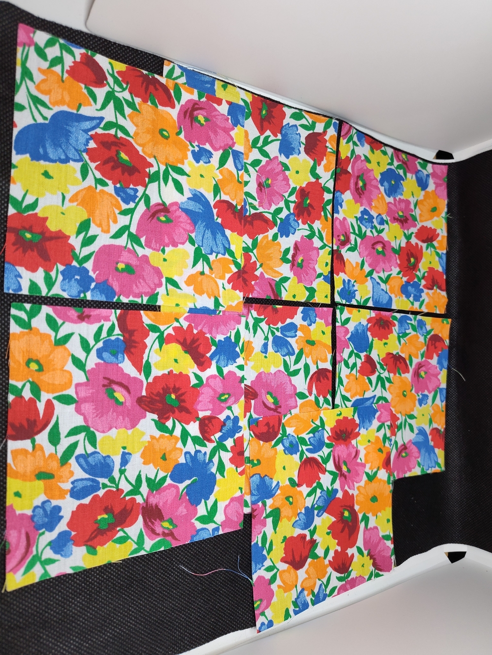 7 4.50 INCH Colorful Poppies Cotton Fabric SQUARES